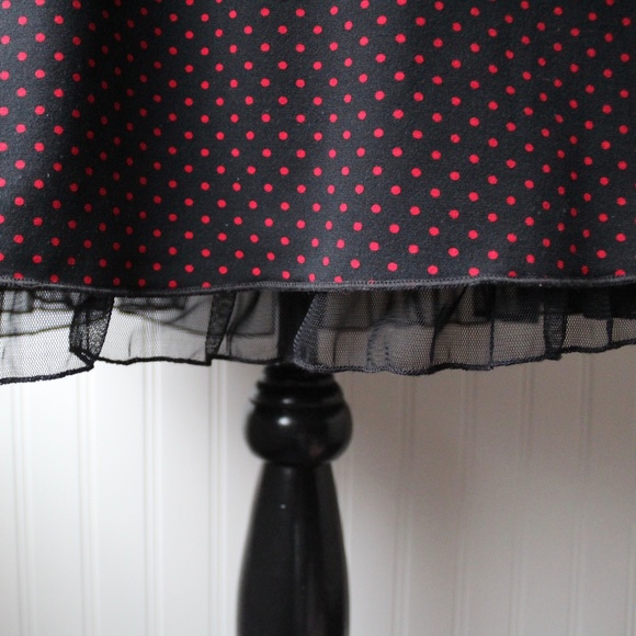 Black & Red Polka Dot Dress w/Ribbon Waist Size S - Picture 6 of 8
